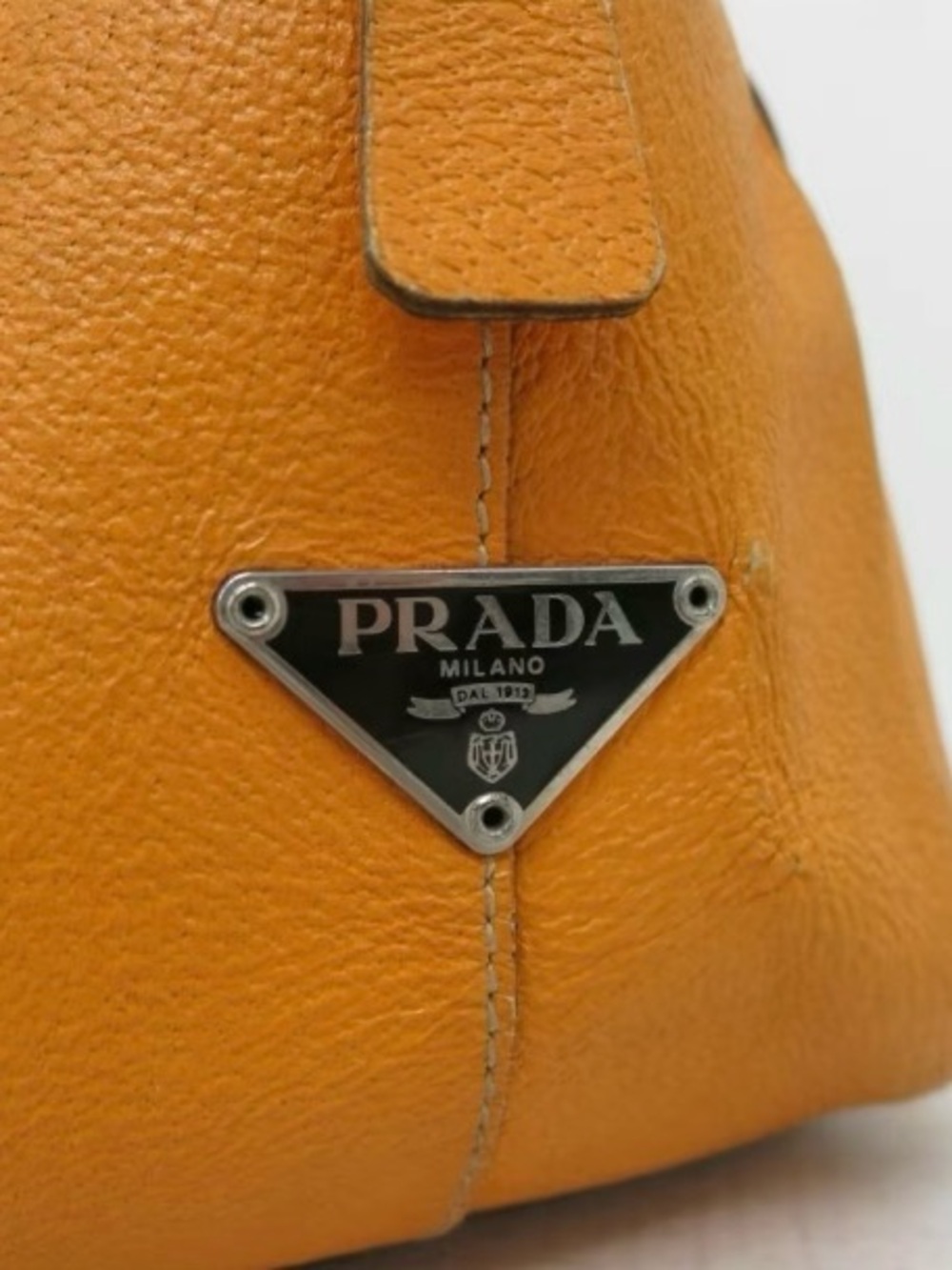 Prada Brown Canvas Satchel with yellow Leather Trim - Picture 6 of 7